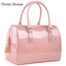 silicone beach bag jelly candy color bag waterproof women handbags pink hand bags women transparent bags bolsas sac a main