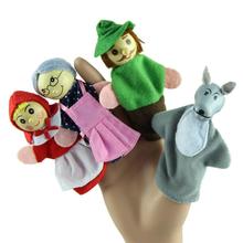 4PCS Little Red Riding Hood Finger Puppets Christmas Gifts Baby Educational Toy