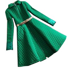 2016 ladies gentlewomen embossed cymose big skirt women’s winter outerwear wadded jacket long design female cotton-padded jacket