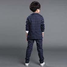 2015 New Boys Formal Suits for Weddings Brand England Style 6 14T Man Child Plaid Formal