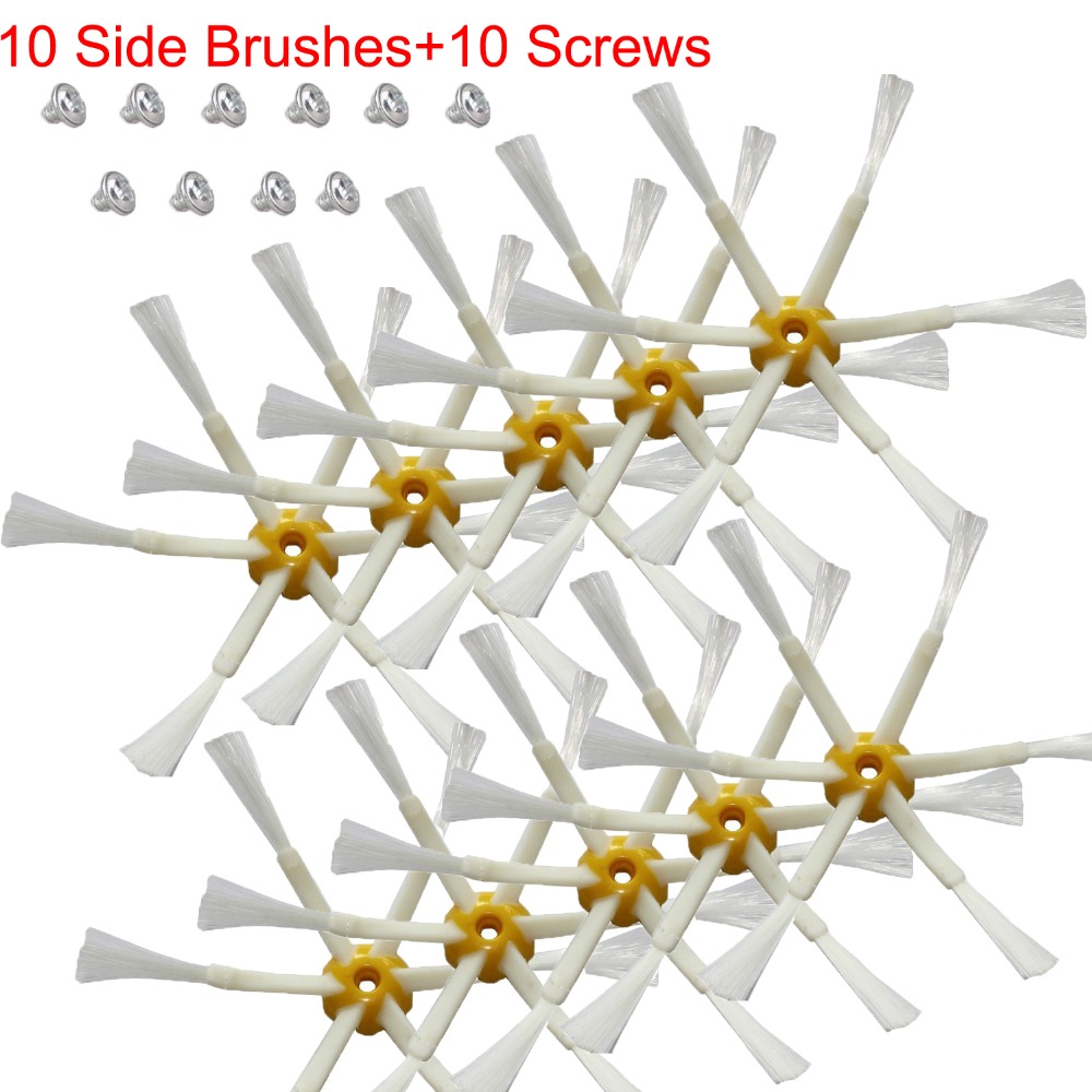 10pcs Side Brush 6 Armed 10 Screws for iRobot Roomba 500 600 700 Vacuum Cleaners for