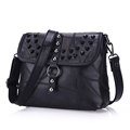 Edgy Rivets Real Leather Ladies Patchwork Bag Trendy Color matching Splicing Sheepskin Crossbody Bag Fashion Shoulder