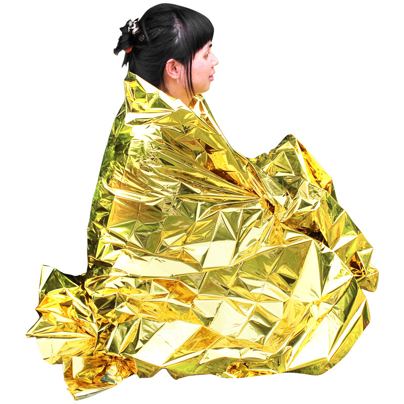 Emergency Blanket Survival Rescue Curtain Outdoor Life saving Tent military Silver Gold