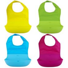 Baby Kids Soft Apron Bibs Solid Nylon Silicone Waterproof Baby Bibs Feeding Cloths Bibs for children