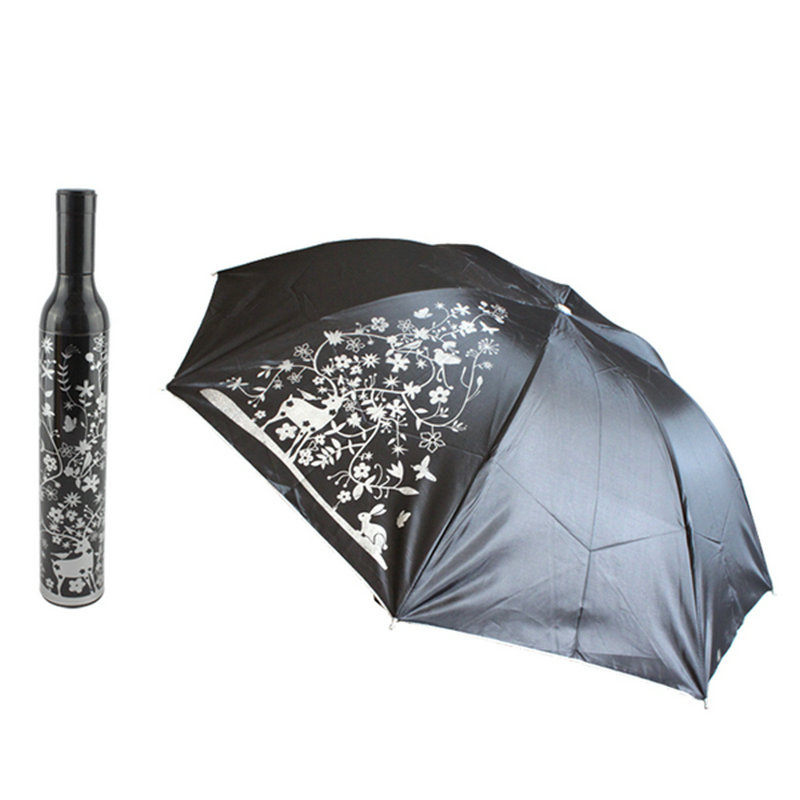 Portable Creativity Wine Bottle Shape Umbrella Bumbershoot Sunshade Gift Present