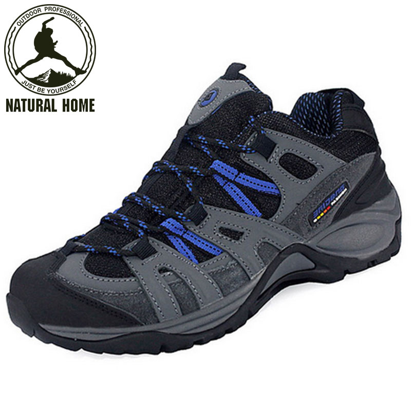 Brand men outdoor hiking shoes non-slip waterproof climbing botas breathable mountain trekking shoes sports blue footwear boots
