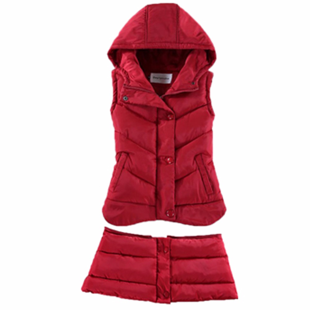 New winter wear long hooded down vest removable padded vest female Slim cotton vest fashion wild Women Outwear Sleeveless Coat