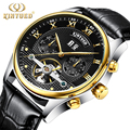 new Kinyued Tourbillon Mechanical Watch Men Automatic Skeleton Genuine Leather Horloges Mannen Stainless Steel Calendar Watches