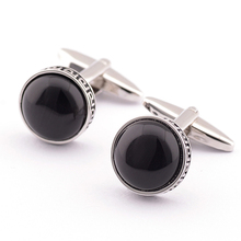 Fashion New Natural Black Gem Stone Men’s Shirt Cufflink Square Cubic Stone Male Cufflink Best gift