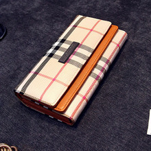 2015 women wallet PU leather long purse famous brand coin purse cluth Hasp Panelled Vintage free