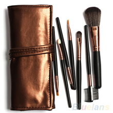 7Pcs Blush Eyebrow Eyeshadow Brushes Set Cosmetic Makeup Tools Kit Case Bag 8TPR