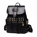 2016 New Trendy Ladies Backpack Edgy Metallic Cross Pattern Travel Bag Women Drawstring Flap Designer Casual