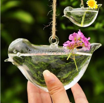 New hot 2014 Creative suspensibility birds transparent glass vase hydroponic container rural wind home decoration free shipping