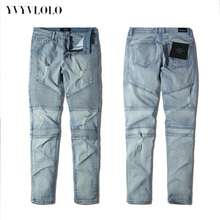 YVYVLOLO Represent Clothing Designer Pants Blue/Black Destroyed Mens Slim Denim Straight Biker Skinny Jeans Ripped Jeans 28-40