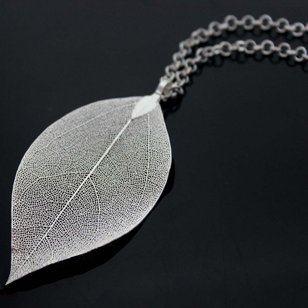 2016 design statement Natural Real Leaf necklace handmade silver plated leaf necklaces for woman jewelry wholesale
