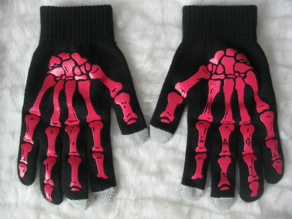 2015 Hot Sale Fashion Men s Skeleton Winter Glove Hand Touch For Man Male Free Shipping