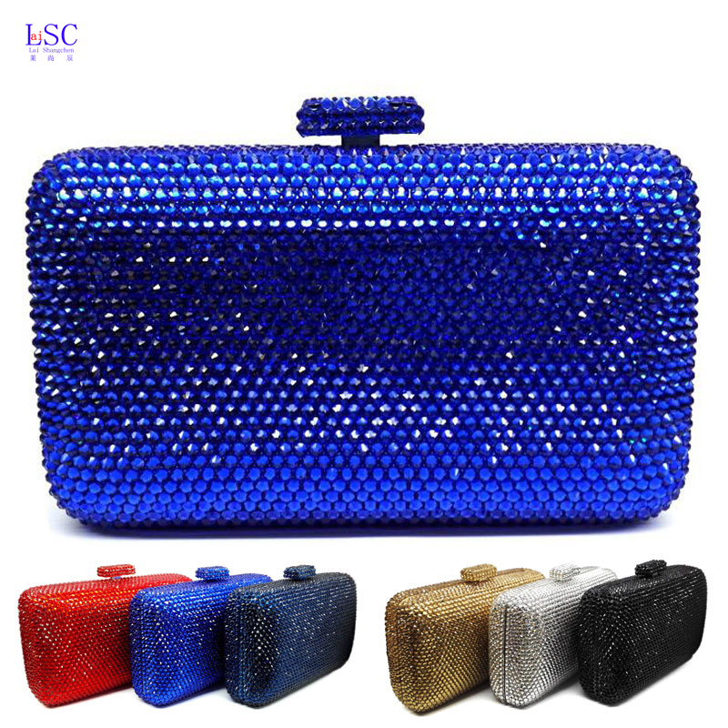 LaiSC wholesale Luxury navy blue evening handbag Red crystal Clutch bag women evening bag ...
