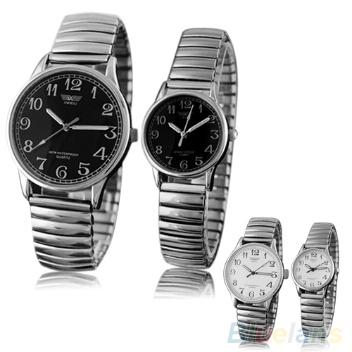 Couple Lover Watch Men Women Design Vintage Alloy Quartz Analog Stretchable Wrist Watch 1LT1
