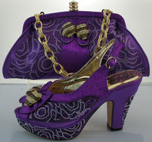 Wonderful wedding/party sets matching shoes and bags for women African lady sandals and bag ME3303 PURPLE