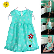 2016 summer Retail Baby Girls Dress Infant 100% Cotton Clothing Sleeveless Printed Embroidery baby Dress Summer Clothes