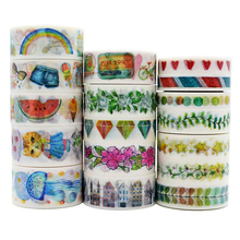 1Roll~17Rolls(Accept Select Design)15mm Japanese Washi Decorative Adhesive Tape Retro Flower Animals patterns Masking Paper Tape