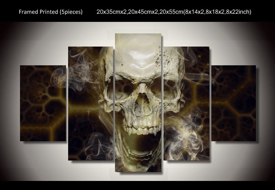 Roar skull abstract canvas wall painting for bar decoration 5 pieces HD wall arts Canvas picture Art HD Print Painting Canvas