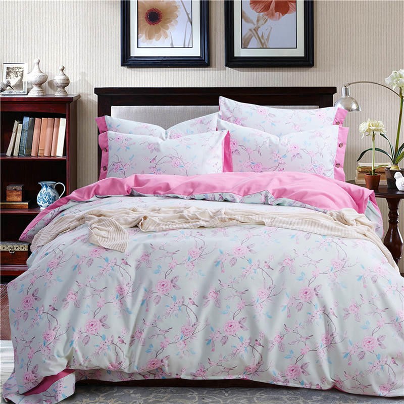 Factory Direct Bedding Set Floral Duvet Cover Set Turquoise Soft Plain