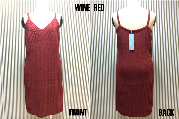 strap sweater dress wine red 