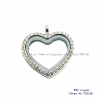 copy stainless steel Magnetic floating locket zinc alloy with rhinestone Round shape Glass Floating Locket