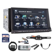 7″ GPS Navigation double 2din Car Stereo HD TouchScreen Deck Car DVD player Ipod Bluetooth TV Radio System+Backup Camera+4GB Map