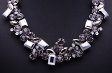 XG267 New Design 2015 Vintage za Necklaces Pendants Chunky Square Crystal Statement Necklace Crystal Chain Choker