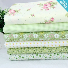 Diy handmade patchwork fabric fresh green 100% cotton cloth small neadend,6 colours a set,50*50cm