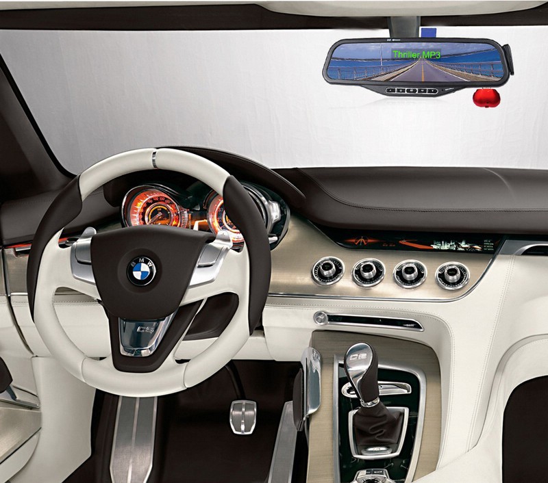 Ultra-thin Car LCD Mirror Monitor + Wireless Bluetooth Car Kit Rear View Backup MP3 Player FM sendor_2