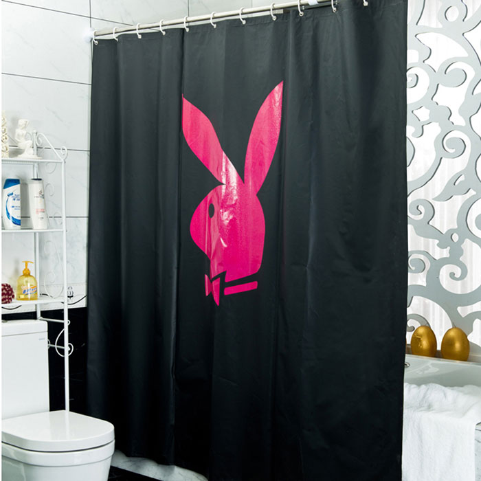Home Decor PEVA Shower Curtain Waterproof Thickened Polyester Shower Curtain with Hooks  Rabbit Pattern