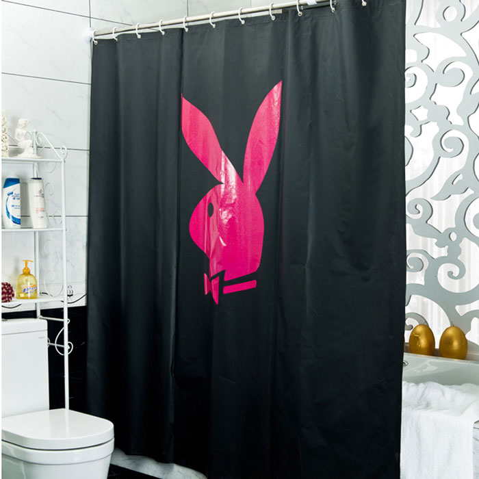 Home Decor PEVA Rabbit Pattern Bathroom Shower Curtain Waterproof Thickened Polyester Shower Curtain with Hooks for Bath