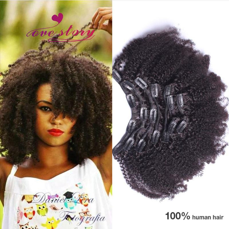 New Coming Brazilian Virgin Human Hair Afro Kinky Curly Hair Clip In Extension 7pcs Set Clip