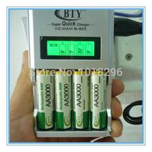 High quality rechargeable battery BTY boxed 4pcs AA 3000mAh 4pcs AAA 1350mAh LCD Charger