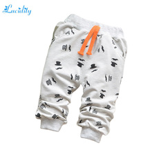 New 2016 Spring Children Pants Boys Cotton Cute Cartoon Pants Fashion Baby All-Match Boys Baby Pants Gray 7-24M