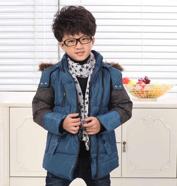 2015 new winter Child down coat male medium-long children's clothing down jacket outerwear baby  suit clothes