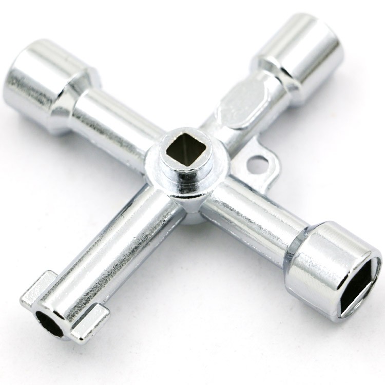 Description Picture 6 of item4 Way Universal Cross Triangle Wrench KEY for Train Electrical Elevator Cabinet Valve Alloy Triangle