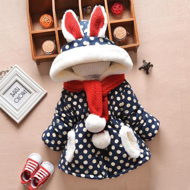 2 шт. baby Clothing и шарф ребенка зимой верхняя одежда утолщение девочка куртки ватные с капюшоном траншеи хлопка младенца clothesack