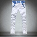 High Quality Patchowrk Jeans Men 2016 New Designer Skinny White Pants Elastic Denim Overall Slim Fit
