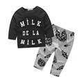Boys Summer Cotton Clothes sets Smile Face Printed Cute T shirts pants kids pajama clothing set