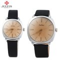 Julius Couple Quartz Watch Luminous Pointers Lovers Dress Watches Men Women Waterproof Leather strap Wrist Watches