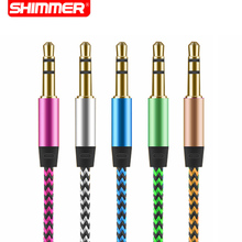 3.5mm Aux Cable Jack to Jack Gold Plated Right Knit Audio Cable for Car Phone headphone