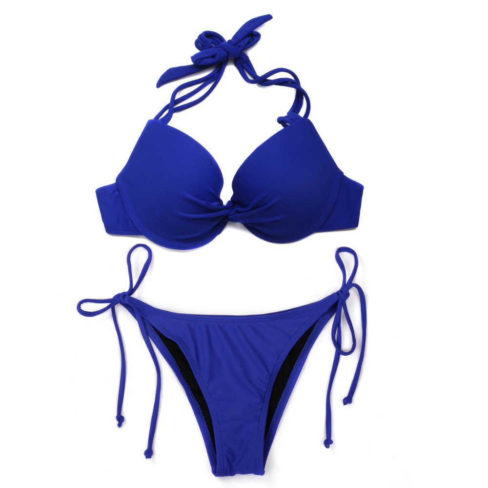 Colloyes Low Waist Sexy Women Add-2-Cups Halter Top Bikini Set Royal Blue with Push-up Molded Cups Polyamide Brazilian Swimwear Colloyes Low Waist Sexy Women Add-2-Cups Halter Top Bikini Set Royal Blue with Push-up Molded Cups Polyamide Brazilian Swimwear
