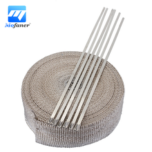Motorcycle 15m x 5cm x 2mm Exhaust Heat Pipe Header Wrap Manifold Fiberglass Insulating + 6 Cable Ties