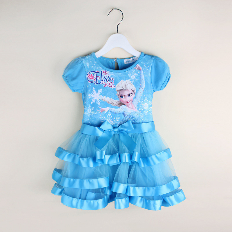 2015 Summer Style Girl Dress ball gown Elsa charac...