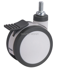 free shipping furniture caster 4-inch Full plastic screw brake universal TPU caster swivel Medical Equipment Instrument wheel