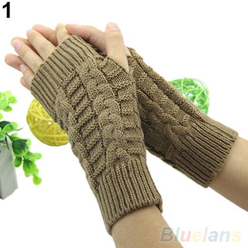 Winter Unisex Arm Warmer Elbow Long Fingerless Mitten Knitted Soft Gloves 1T2L
